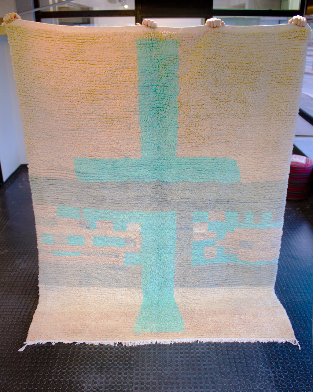 valkoinen villamatto vaaleansininen yksityiskohta