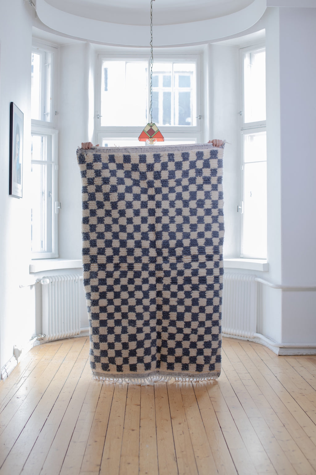 Ruudullinen villamatto<br>165cm x 105 cm