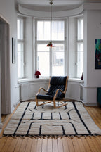 Beni Ourain musta/valkoinen villamatto<br>300cm x 200cm