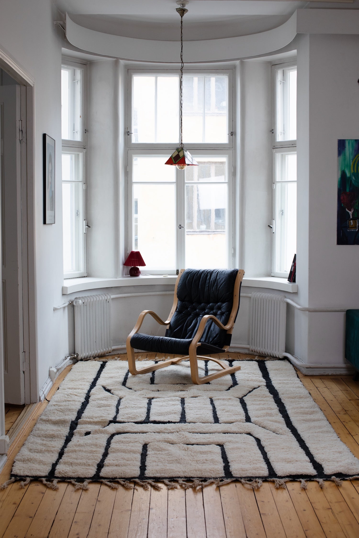 Beni Ourain musta/valkoinen villamatto<br>300cm x 200cm
