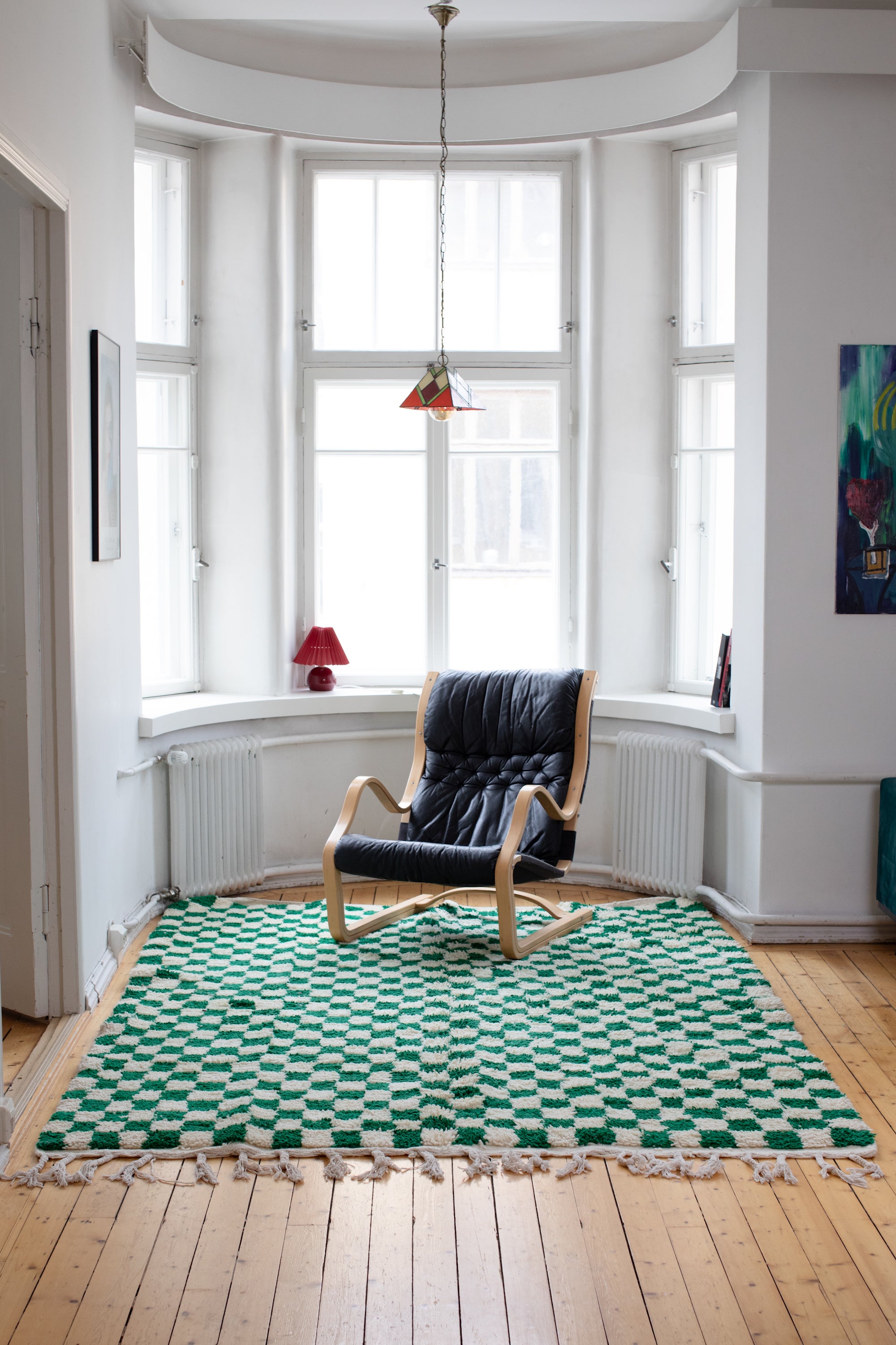 Vihreä ruudullinen matto<br>300cm x 200cm