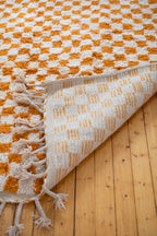 Mimosa oranssi ruudullinen villamatto<br>300cm x 200cm