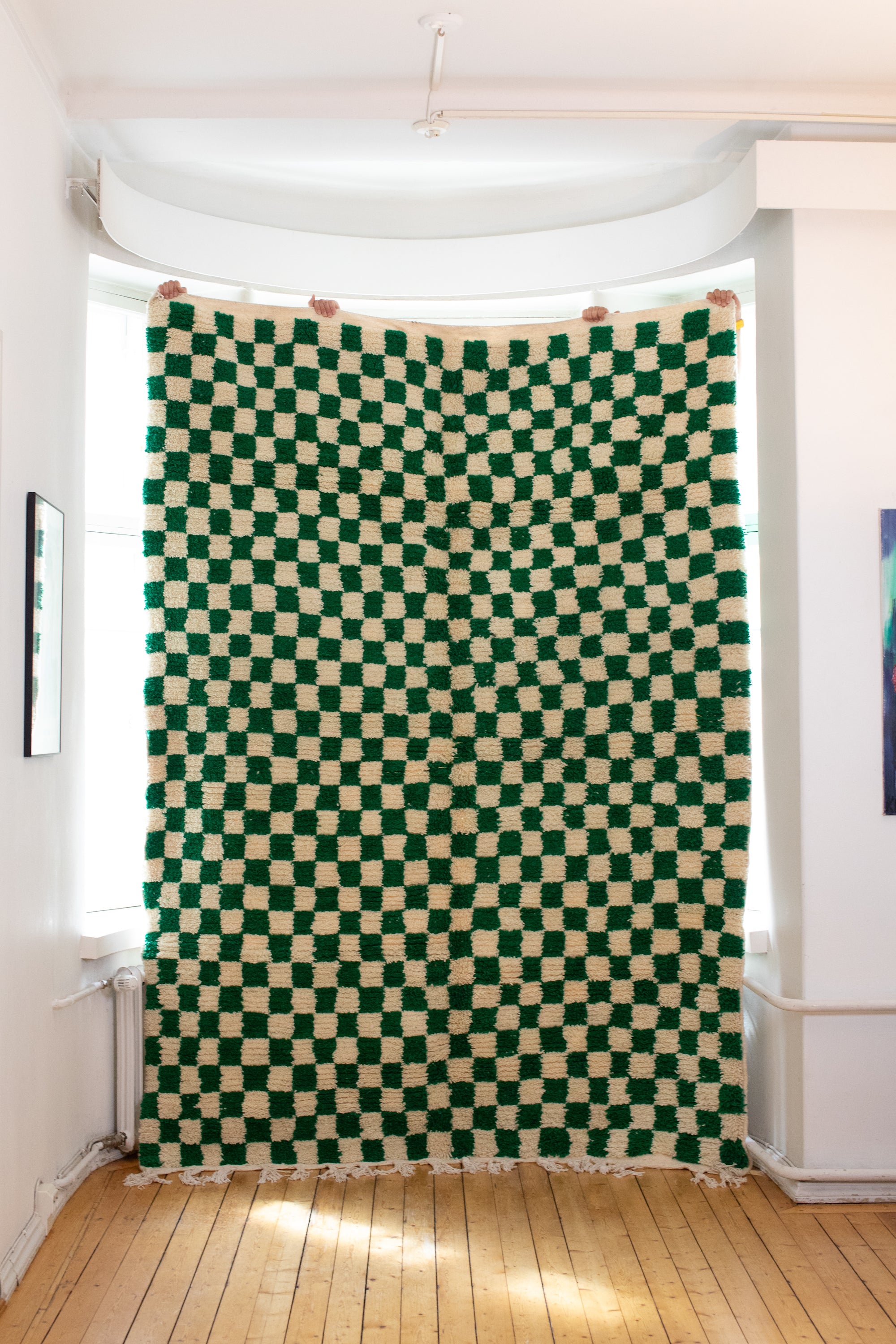 Vihreä ruudullinen matto<br>300cm x 200cm