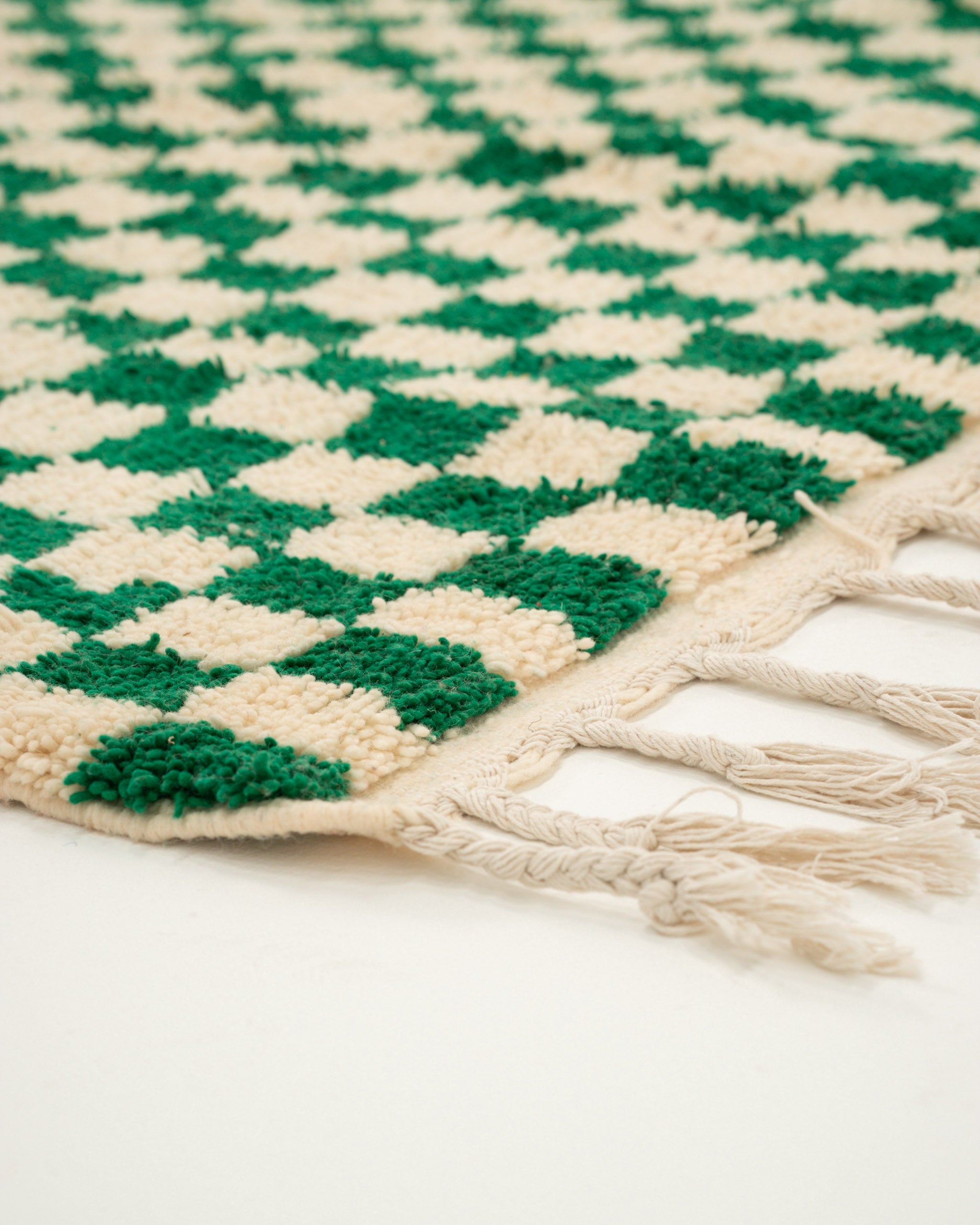 Vihreä ruudullinen marokkolainen matto<br>300cm x 200cm