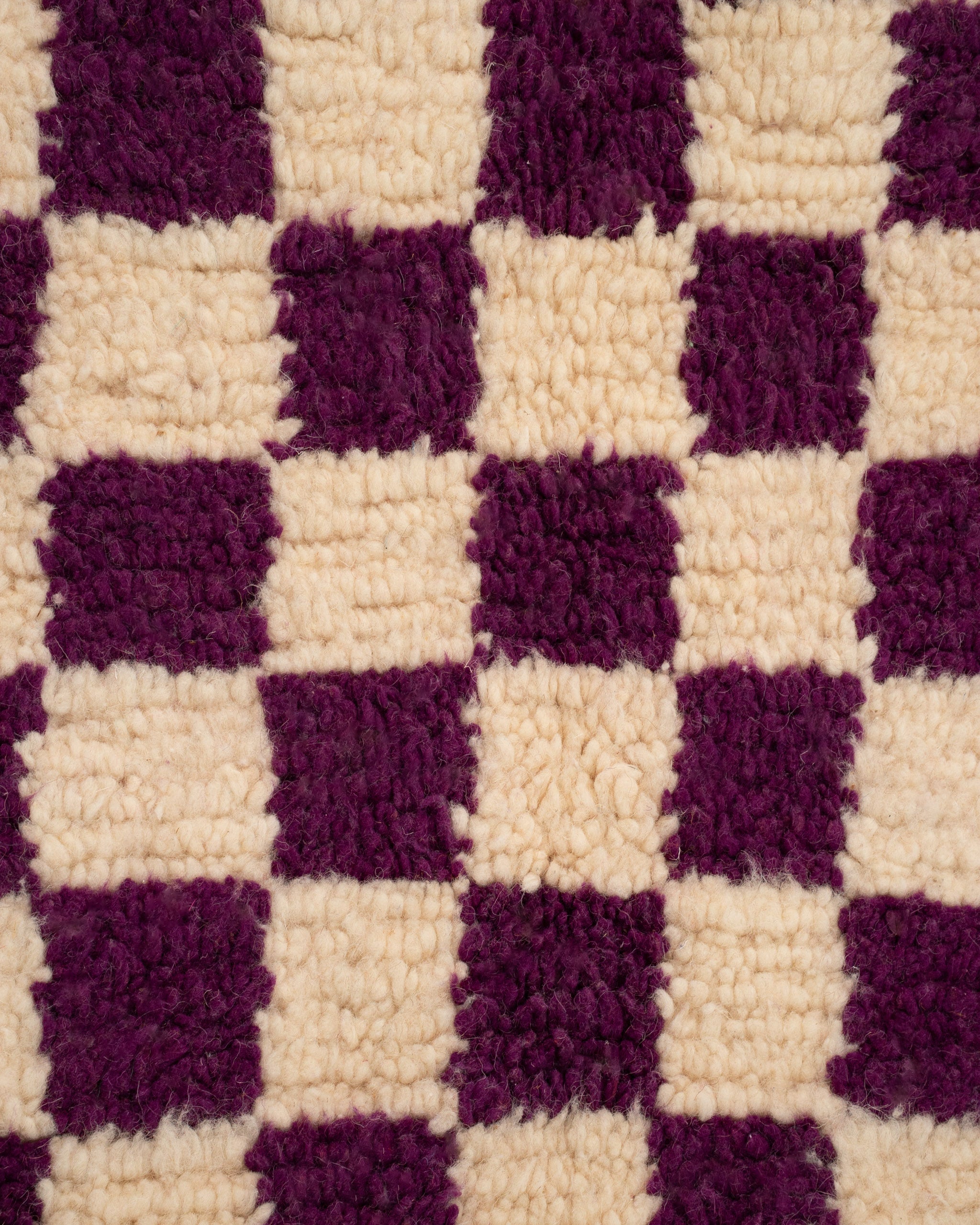 Lila ruudullinen villamatto<br>155cm x 105cm