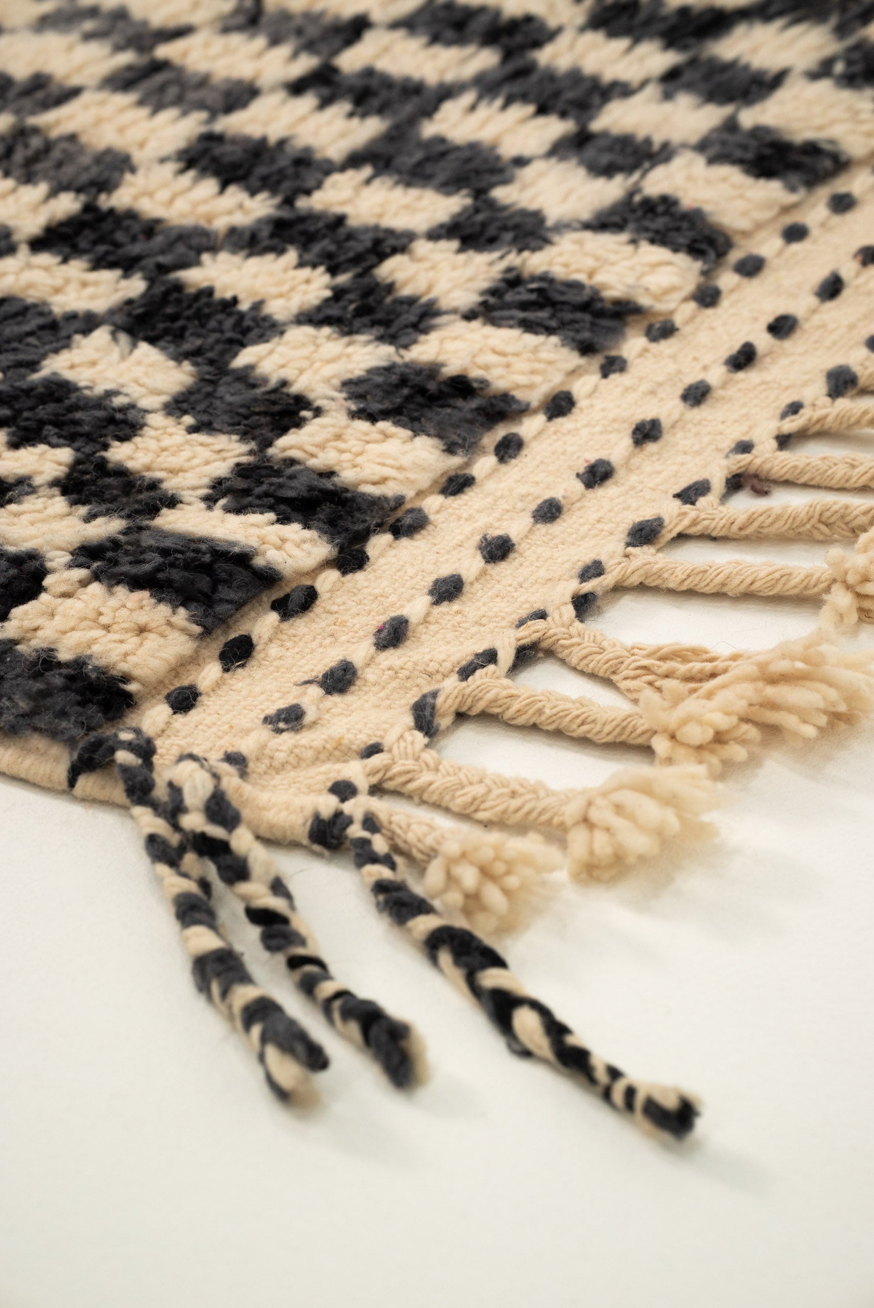 Marokkolainen ruudullinen villamatto (sininen) 200/76cm