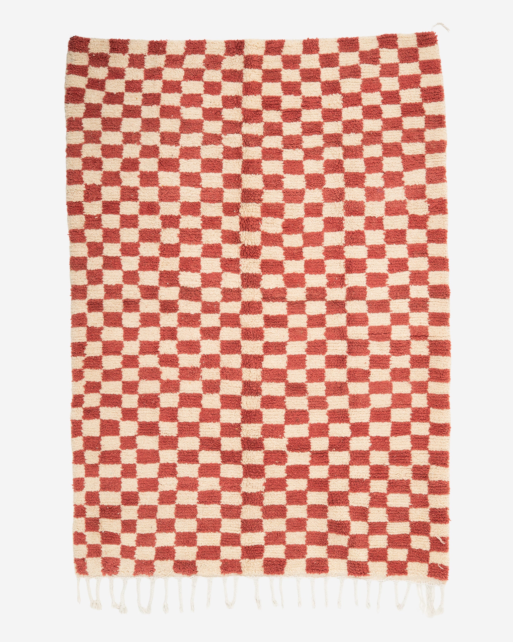 Punertava ruudullinen villamatto<br>300cm x 200cm