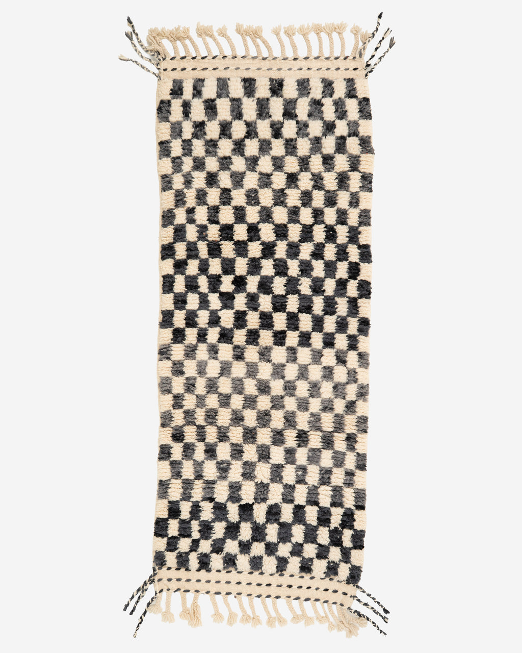 Marokkolainen ruudullinen villamatto (sininen) 200/76cm