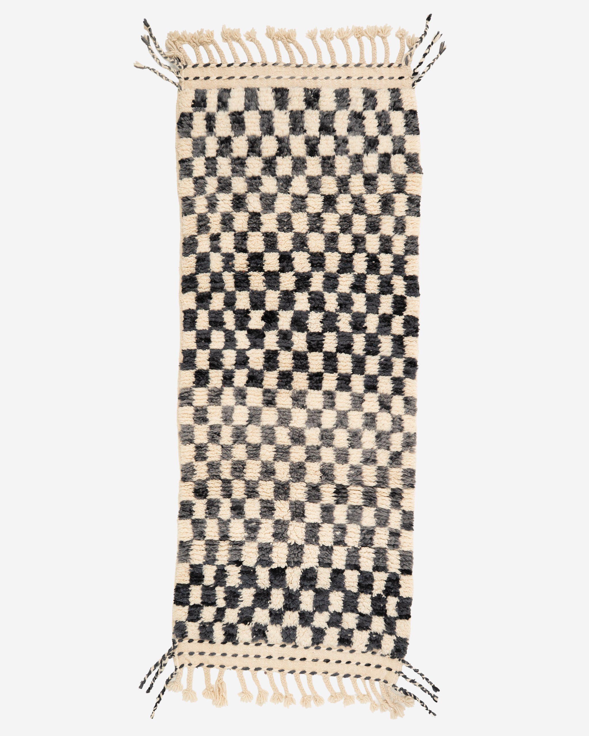 Marokkolainen ruudullinen villamatto (sininen) 200/76cm