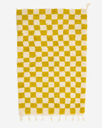 Keltainen ruudullinen villamatto 155cm x 105cm