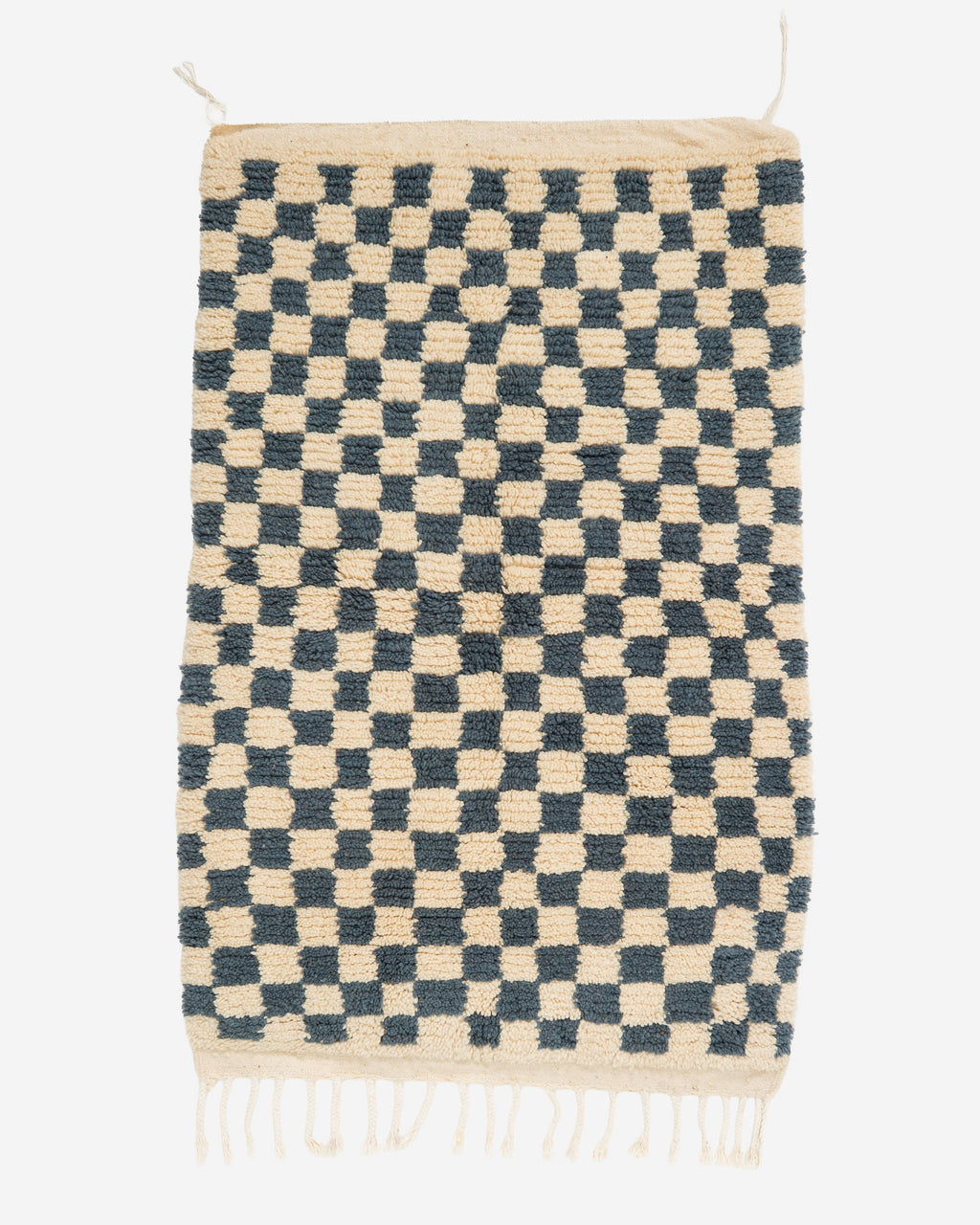 Vaalean sininen ruudullinen villamatto 155cm x 105cm