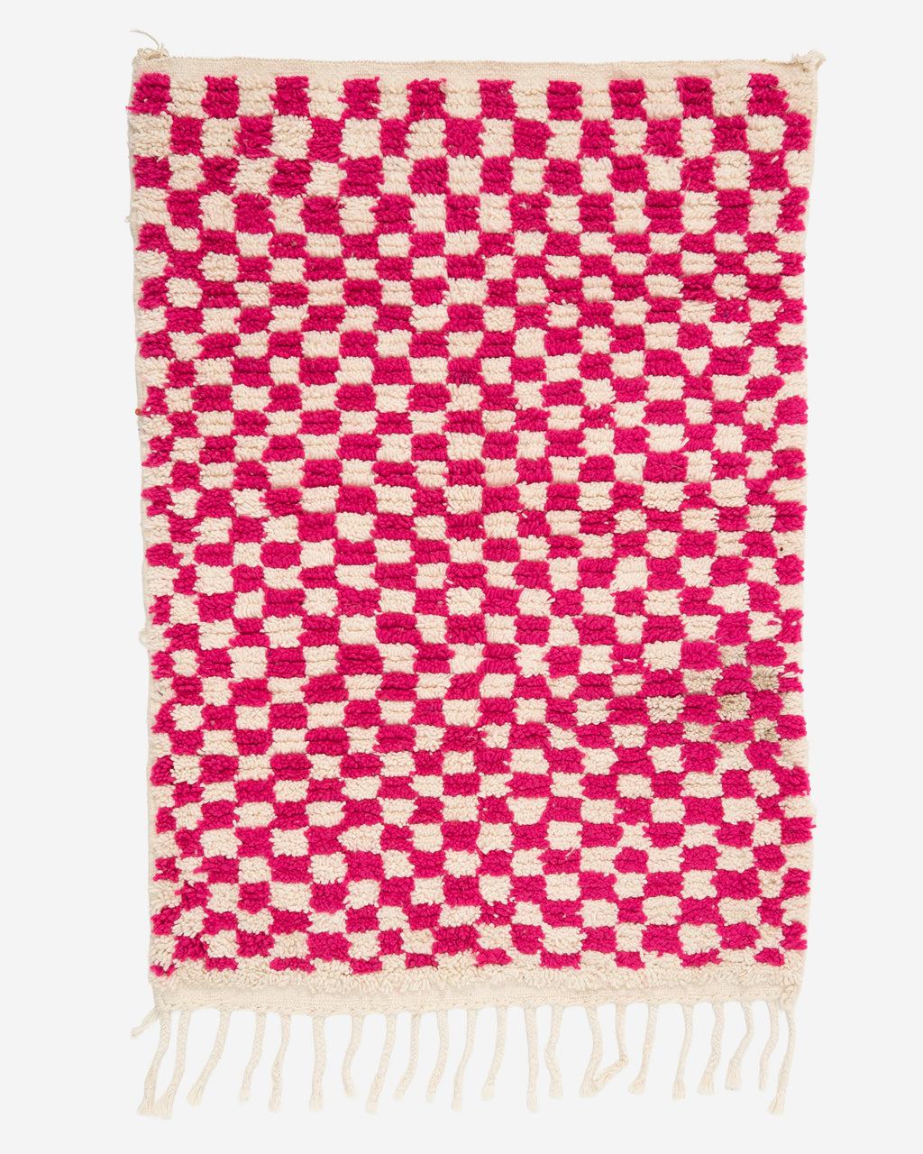 Pinkki ruudullinen villamatto 155cm x 105cm