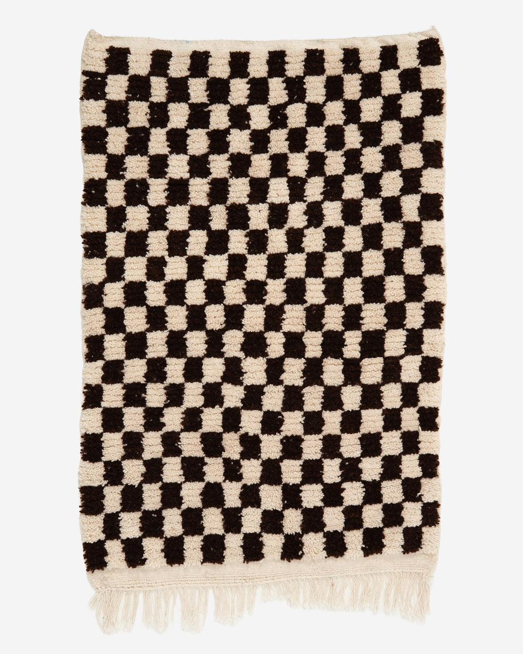 Ruskea ruudullinen villamatto 155cm x 105cm