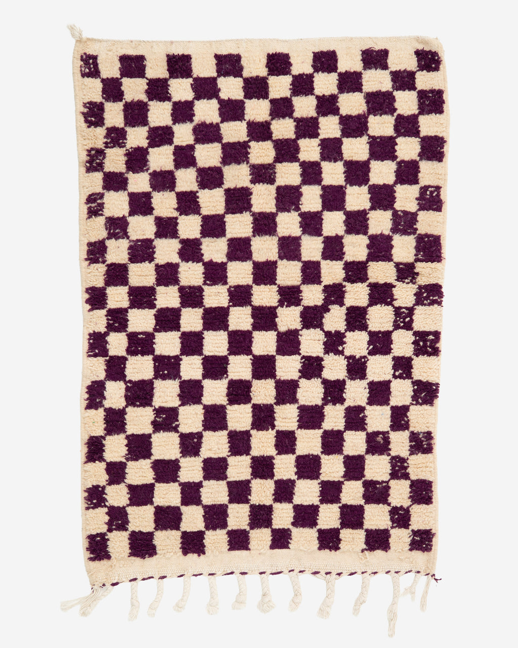 Lila ruudullinen villamatto<br>155cm x 105cm