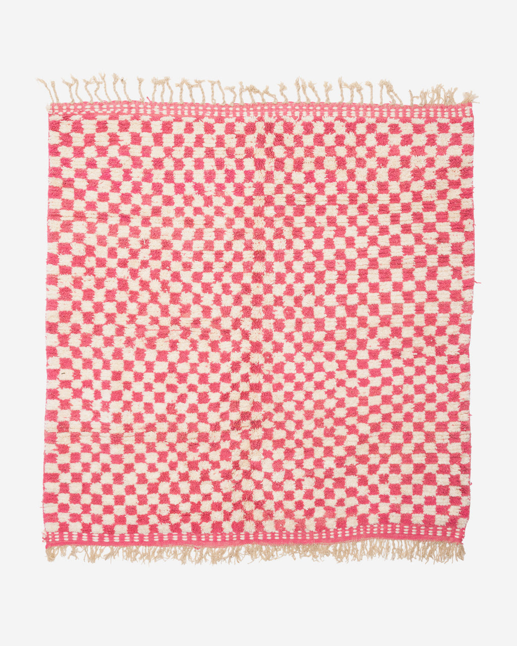 Pinkki ruudullinen marokkolainen matto 240cm x 225cm