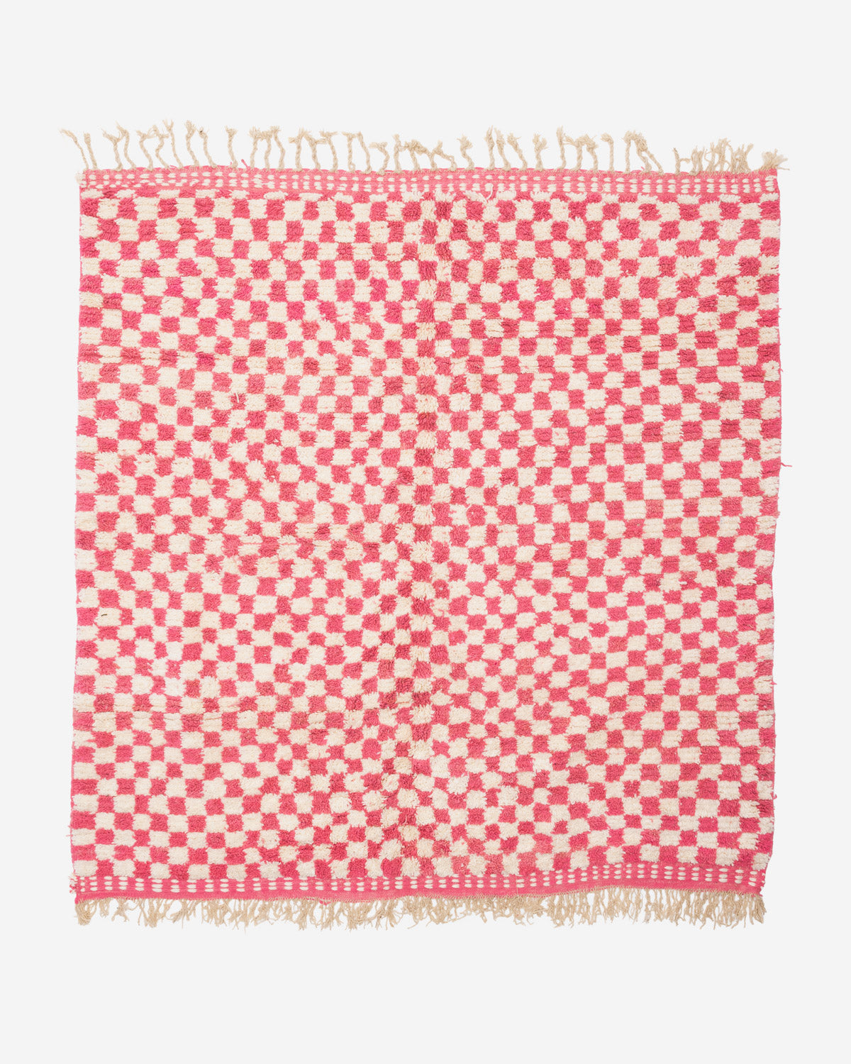 Pinkki ruudullinen marokkolainen matto 240cm x 225cm