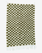 Vihreä ruudullinen villamatto 155cm x 105cm