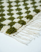 Vihreä ruudullinen villamatto 155cm x 105cm