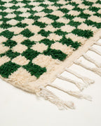 Vihreä ruudullinen marokkolainen matto 240cm x 160cm